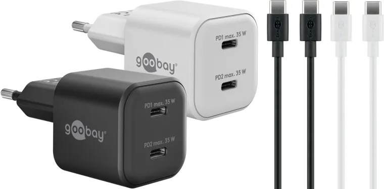 35 W Twin Power Set 2x USB-C-Ladegeräte , 2x USB-C-Kabel