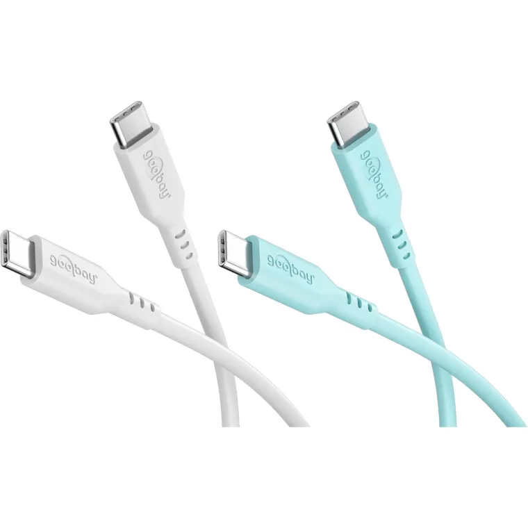Crystal Lagoon Set 2x USB-C-Silikonkabel, 1,5 m,weiß;türkis