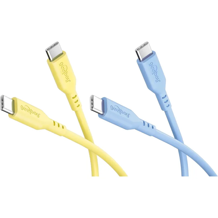 Sun & Sky Set 2x USB-C-Silikonkabel, 1,5 m, gelb;blau