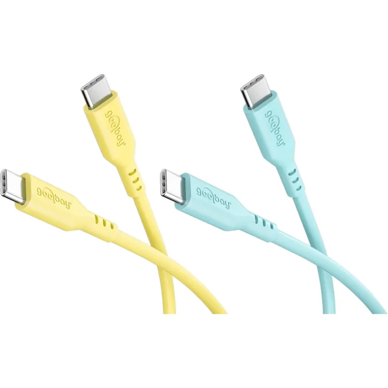 Tropic Glow Set 2x USB-C-Silikonkabel, 1,5 m, gelb;türkis