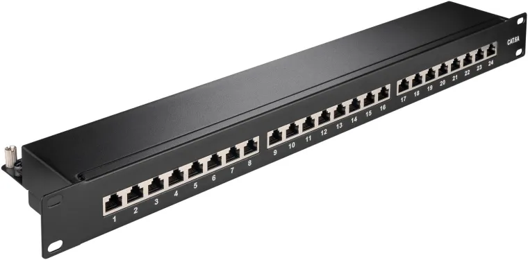 CAT 6A 19 Zoll (48,3 cm) Patch Panel, 24 Port, (1 HE)