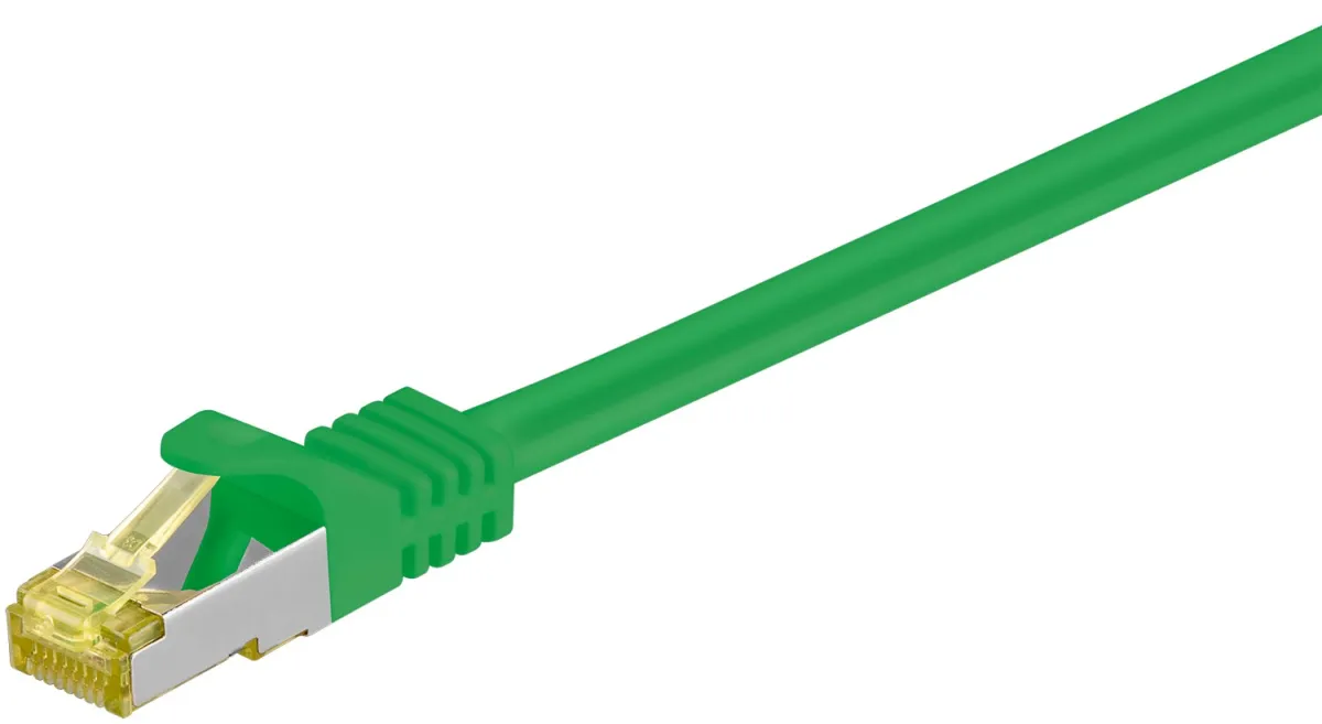 RJ45 Patchkabel CAT 6A S/FTP (PiMF), 500 MHz mit CAT 7 Rohkabel, grün