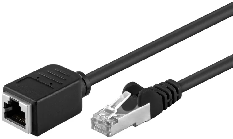 CAT 5e Verlängerungskabel, F/UTP, schwarz, 1 m
