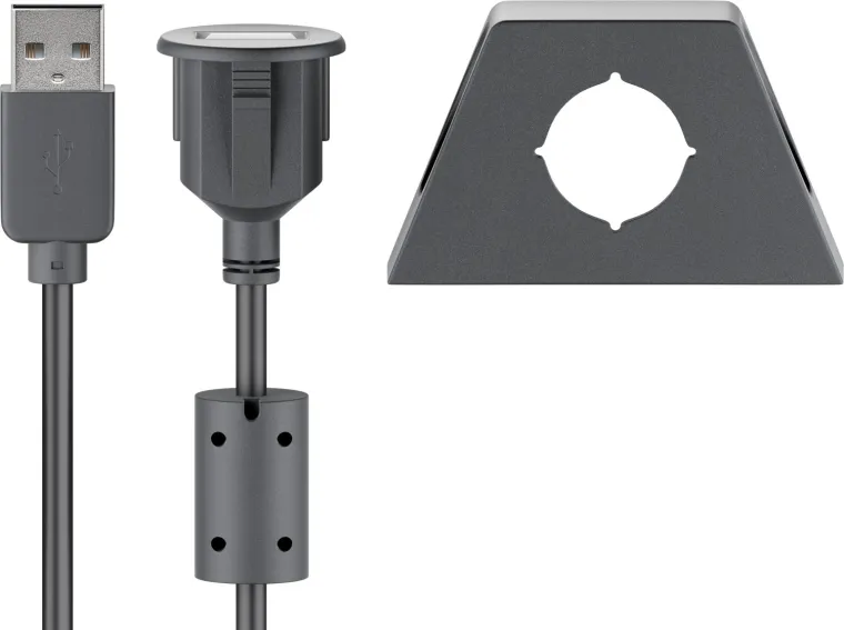 USB-A-Verlängerung mit Sicherungsclip, 2 m, schwarz