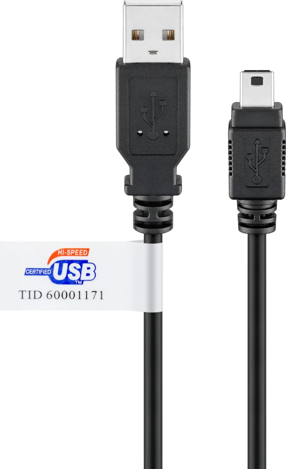 USB-A-auf-Mini-B-Kabel, zertifiziert, 1,8 m, schwarz
