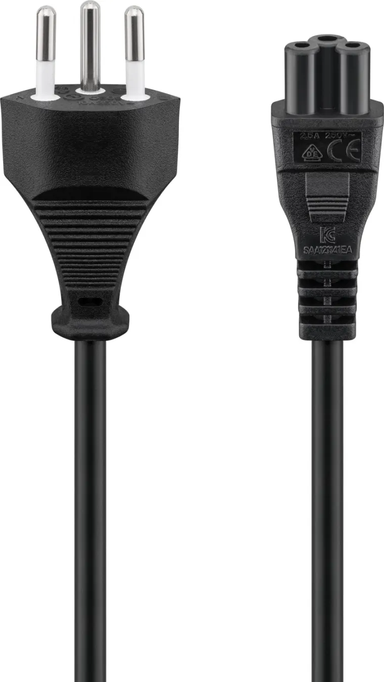 Netzanschlusskabel Schweiz, 1,8 m, Schwarz, (3*0,75 mm²)