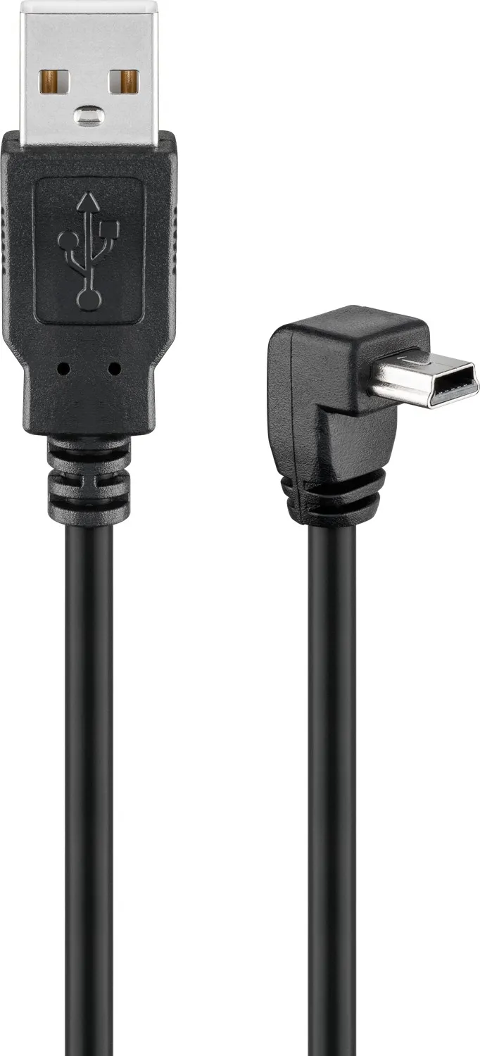 USB-A-auf-Mini-B-Kabel 90°, 1,8 m, schwarz