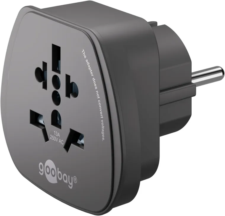 Reiseadapter Welt auf Europa, schwarz