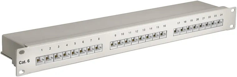 CAT 6 19-Zoll (48,3 cm) Patch Panel, 24 Port, (1 HE)