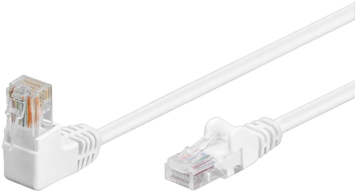 CAT 5e Patchkabel 1x 90° gewinkelt, U/UTP, weiß