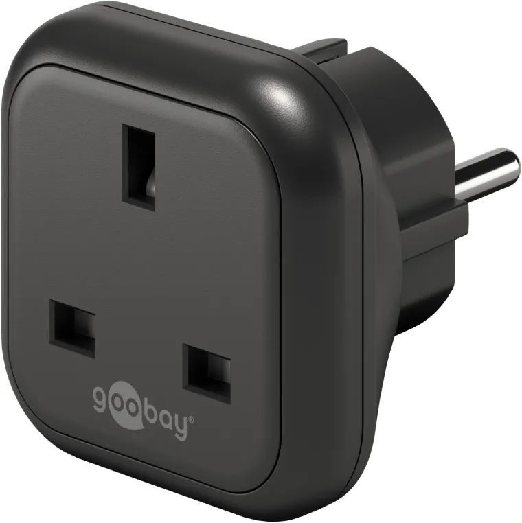Reiseadapter UK auf Europa, schwarz