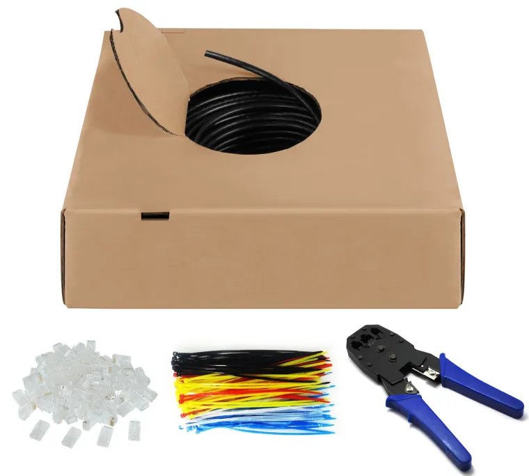 CAT 6 Outdoor Netzwerkkabel-Set, U/UTP, schwarz