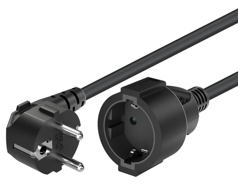 Verlängerungskabel Schutzkontakt, 2 m, Schwarz, (3*1,5 mm²)