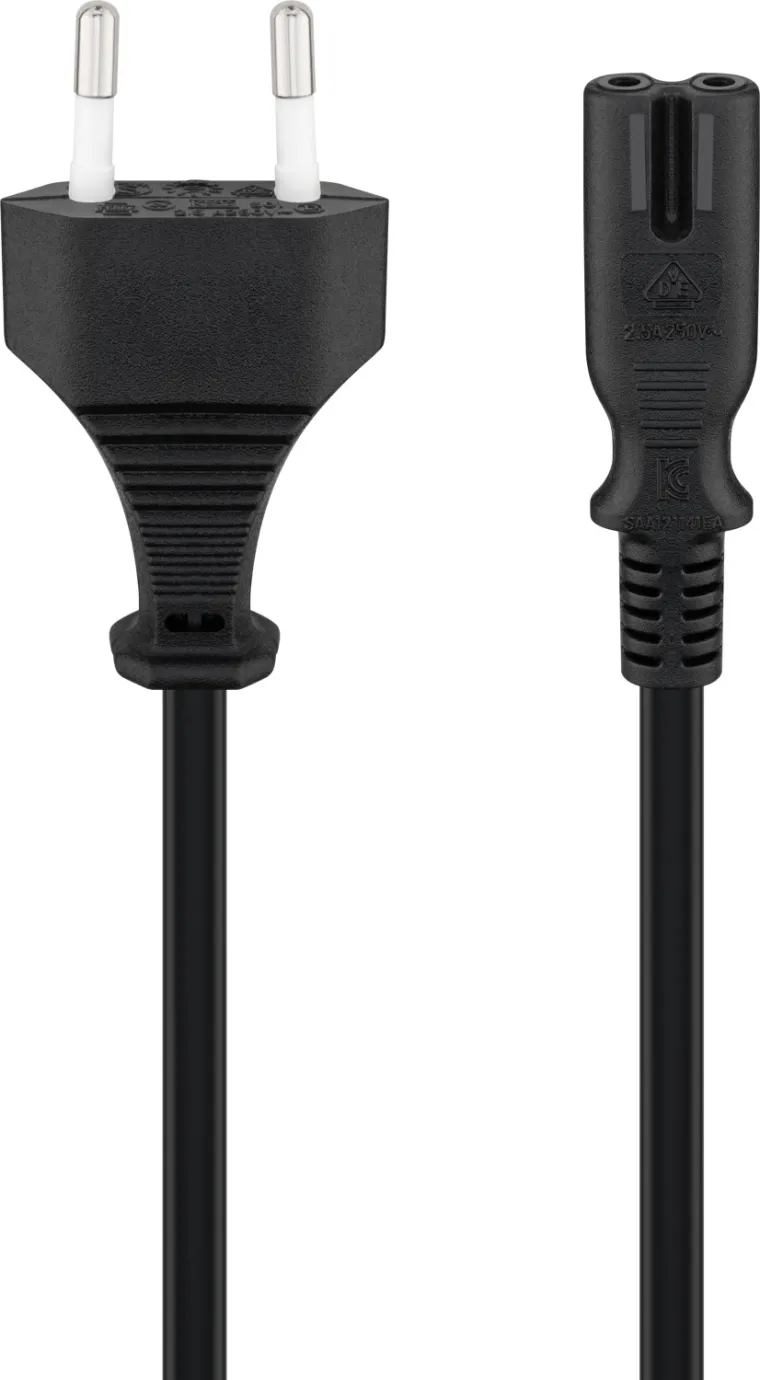 Anschlusskabel mit Eurostecker, 3 m, schwarz, (2*0,75 mm²)