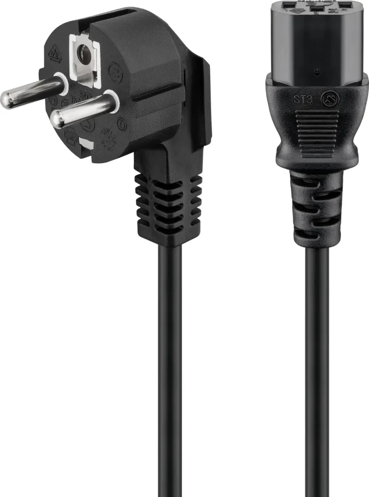 abgewinkeltes Kaltgeräte-Anschlusskabel, 3 m, Schwarz, (3*1 mm²)