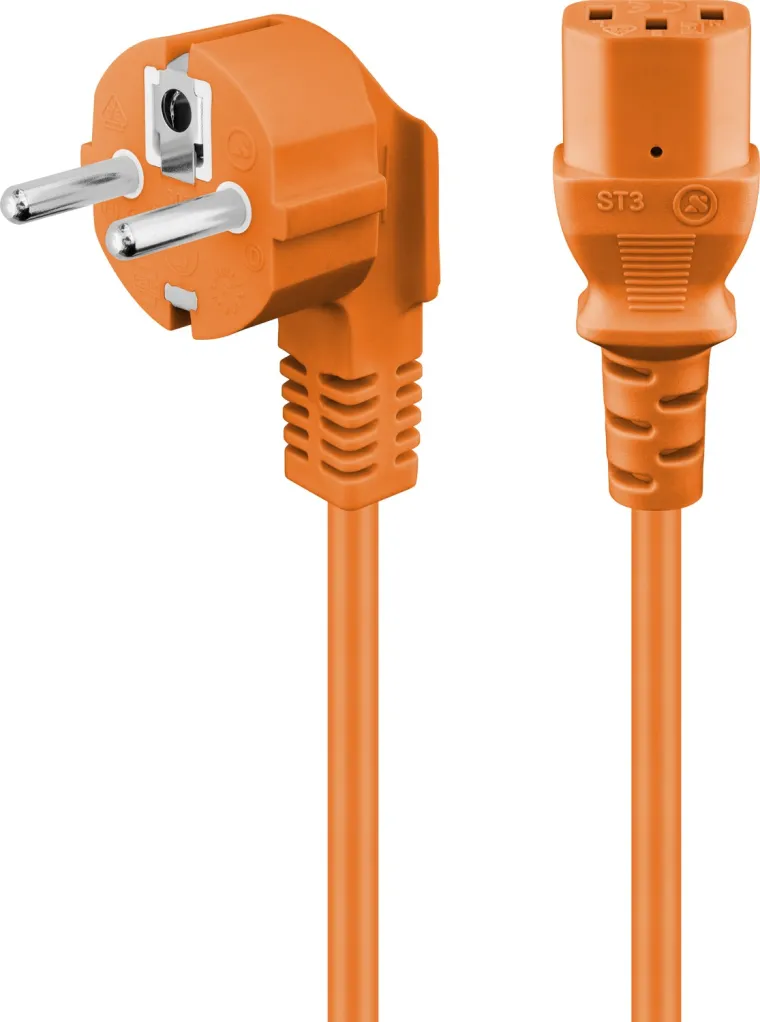 abgewinkeltes Kaltgeräte-Anschlusskabel, 5 m, Orange, (3*1 mm²)