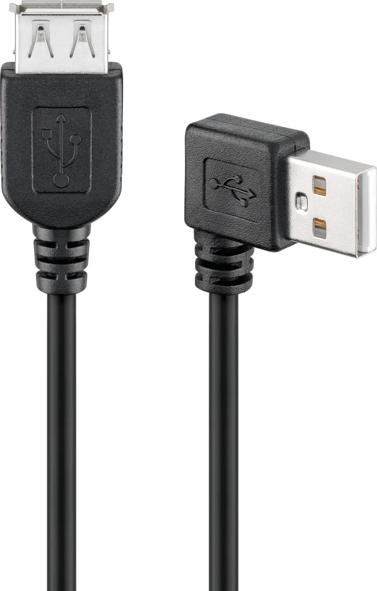 USB-A-Verlängerung 90°, 0,3 m, schwarz