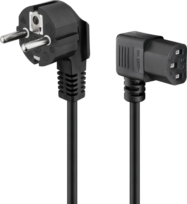 beidseitig abgewinkeltes Kaltgeräte-Anschlusskabel, 3 m, Schwarz, (3*1 mm²)