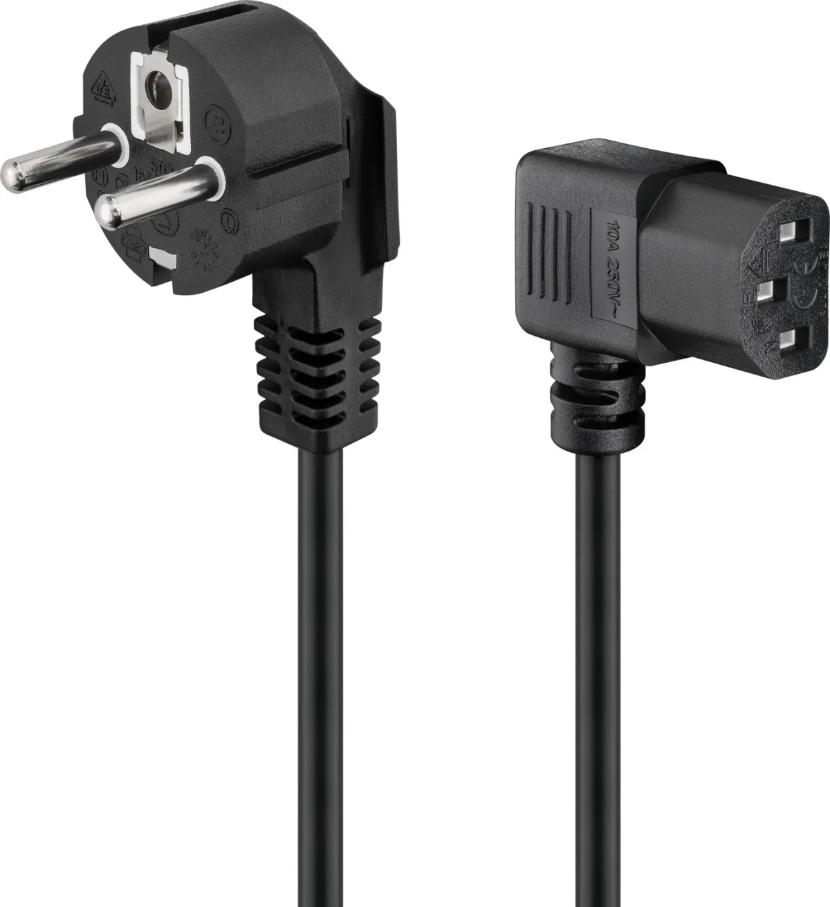 beidseitig abgewinkeltes Kaltgeräte-Anschlusskabel, 3 m, Schwarz, (3*1 mm²)