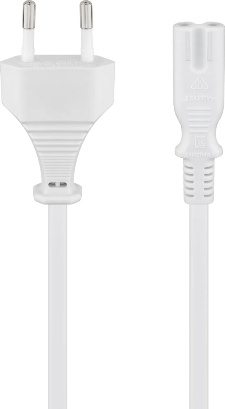 Anschlusskabel mit Eurostecker, 1,8 m, weiß, (2*0,75 mm²)
