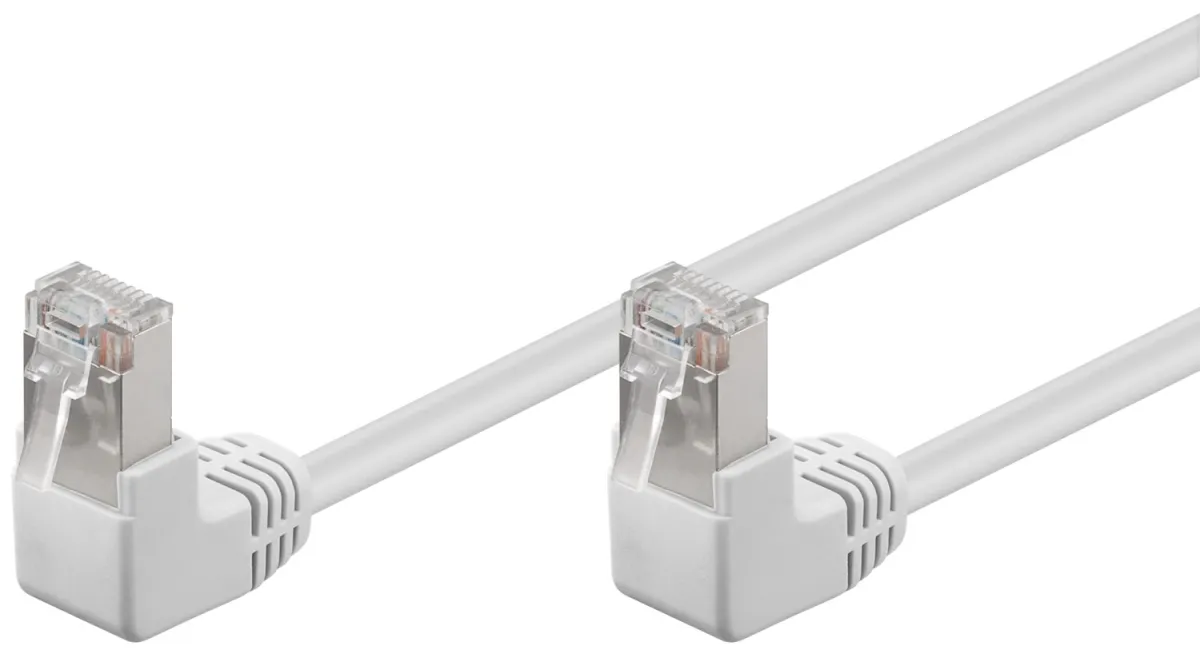CAT 5e Patchkabel 2x 90° gewinkelt, F/UTP, weiß