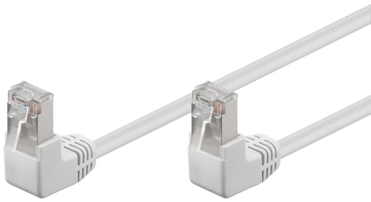 CAT 5e Patchkabel 2x 90° gewinkelt, F/UTP, weiß