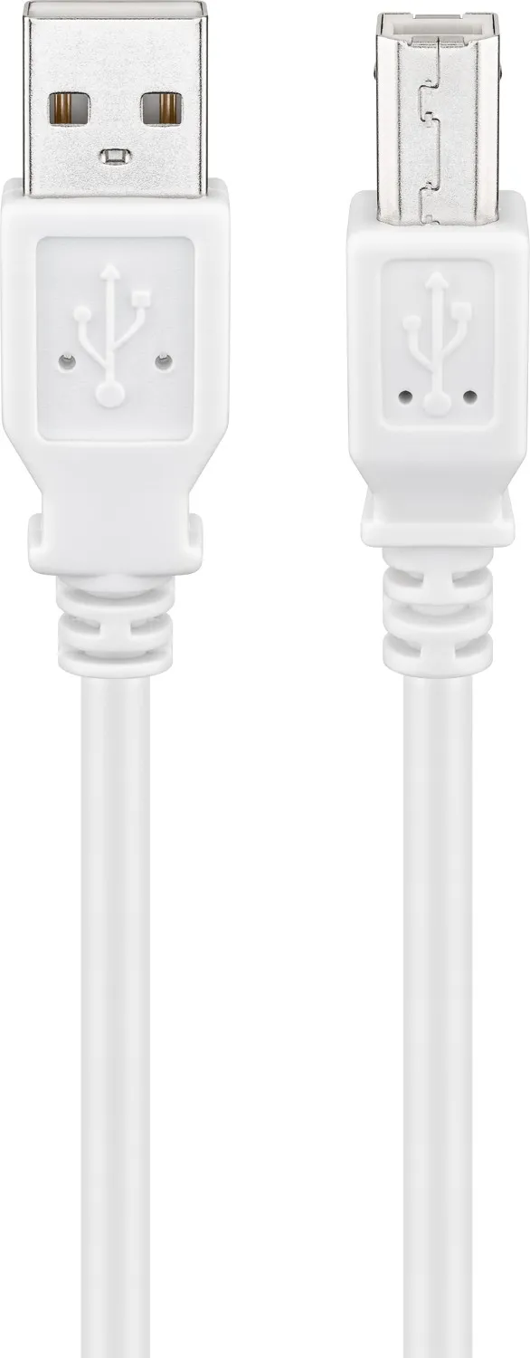 USB-A-auf-USB-B-Kabel, 1 m, weiß