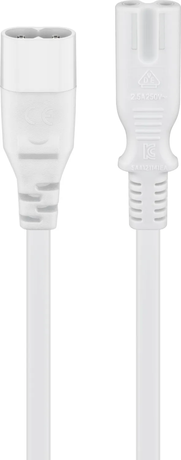 Verlängerungskabel C7/C8, 2 m, Weiß, (2*0,75 mm²)