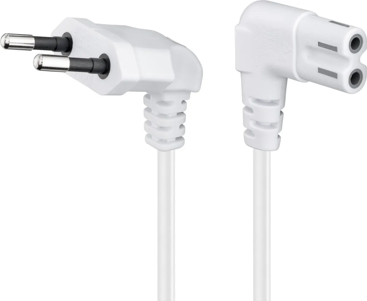 Anschlusskabel Eurostecker beidseitig abgewinkelt, 1,5 m, Weiß, (2*0,75 mm²)