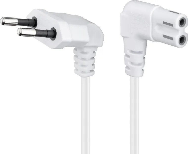 Anschlusskabel Eurostecker beidseitig abgewinkelt, 5 m, Weiß, (2*0,75 mm²)