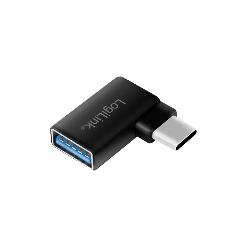 USB 3.2 Gen1 Type-C Adapter 90°, C/M zu USB-A/F, 5 Gbit/s, 15W, schwarz