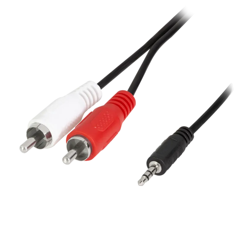 Audio-Kabel, 3,5 mm 3-Pin/M zu 2x Cinch/M, schwarz, 1,5 m