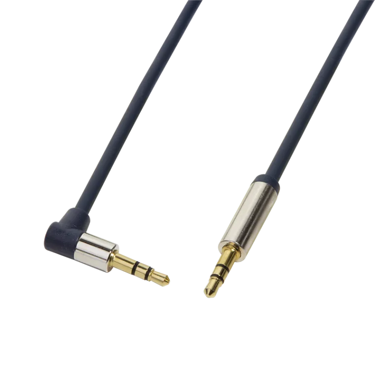 Audio-Kabel, 3,5 mm 3-Pin/M (90°) zu 3,5 mm 3-Pin/M, blau, 1 m
