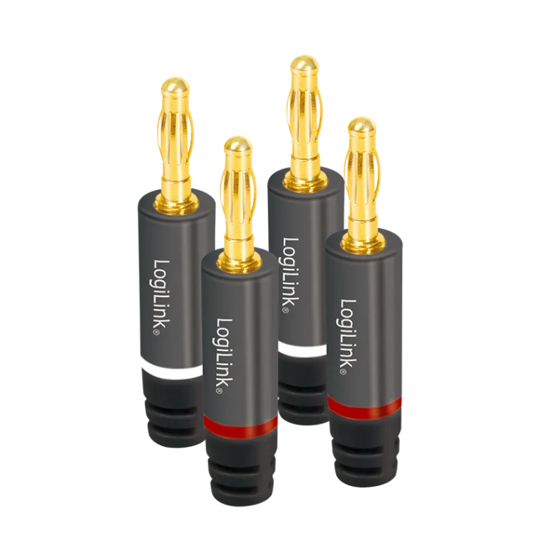 Audio-Bananenstecker für Selbstmontage (4 Stk.), Metall, grau