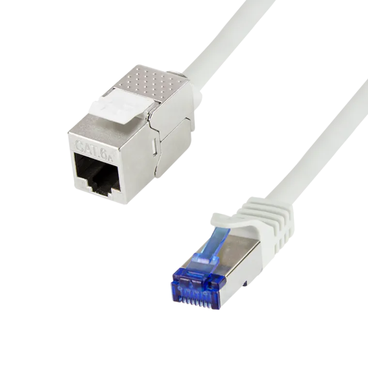 Konsolidierungspunkt-Patchkabel, Cat.6A, S/FTP, Grau, 10 m