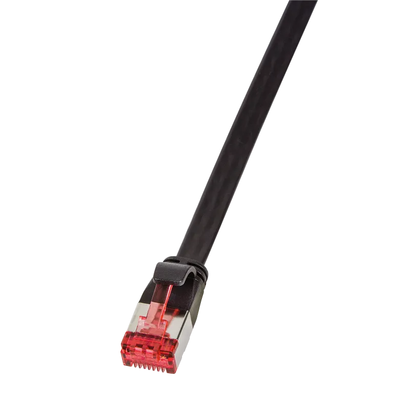 Patchkabel SlimLine, flach, Cat.6A, U/FTP, Schwarz, 10 m