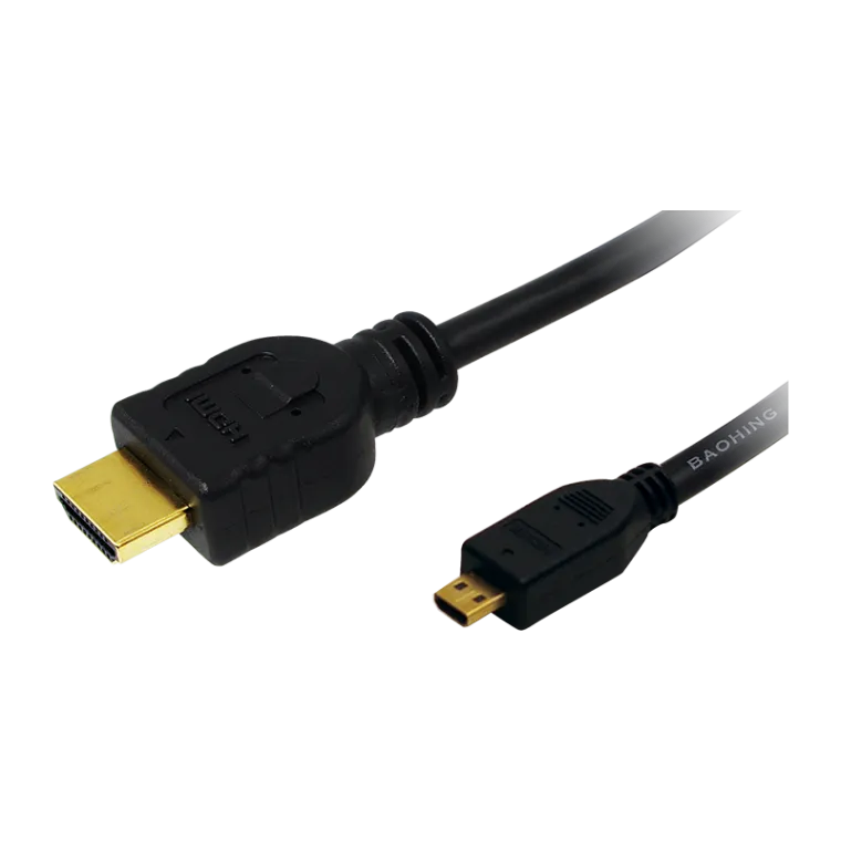 HDMI-Kabel, Micro-D/M zu HDMI-A/M, 4K/30 Hz, schwarz, 1,5 m