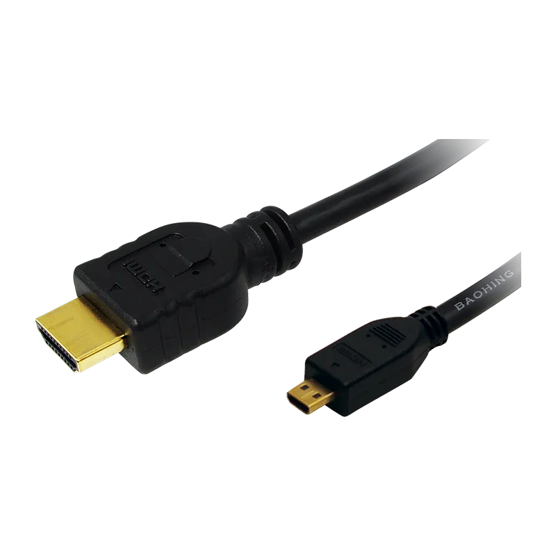 HDMI-Kabel, Micro-D/M zu HDMI-A/M, 4K/30 Hz, schwarz, 1,5 m