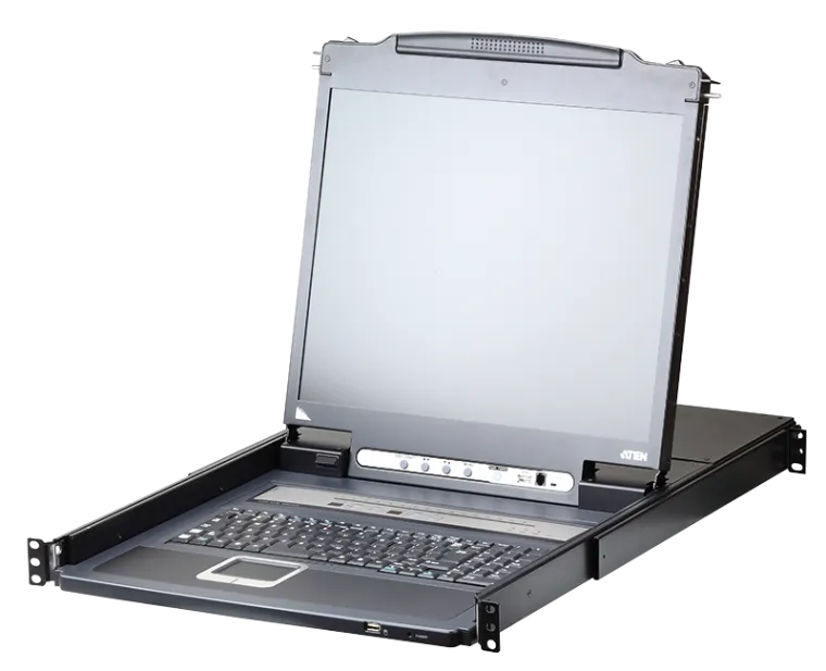 LCD Konsole 17" mit KVM over IP Switch 16-Port (USB - PS/2 VGA) mit USB Port