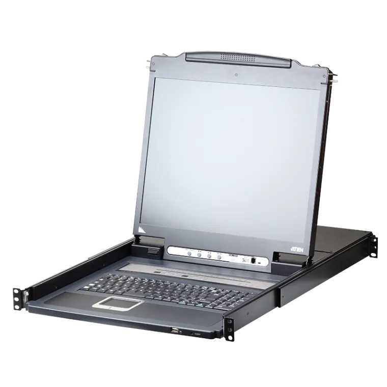 LCD Konsole 19" mit KVM over IP Switch 16-Port (USB - PS/2 VGA) mit USB Port