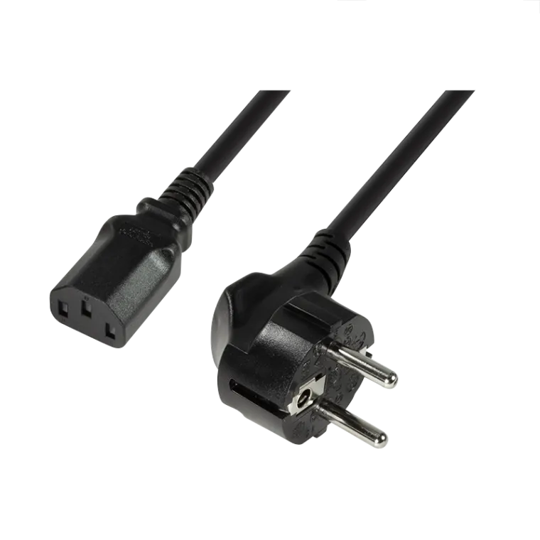 Netzkabel, CEE7/7 (90°) zu IEC C13, schwarz, 1,8 m