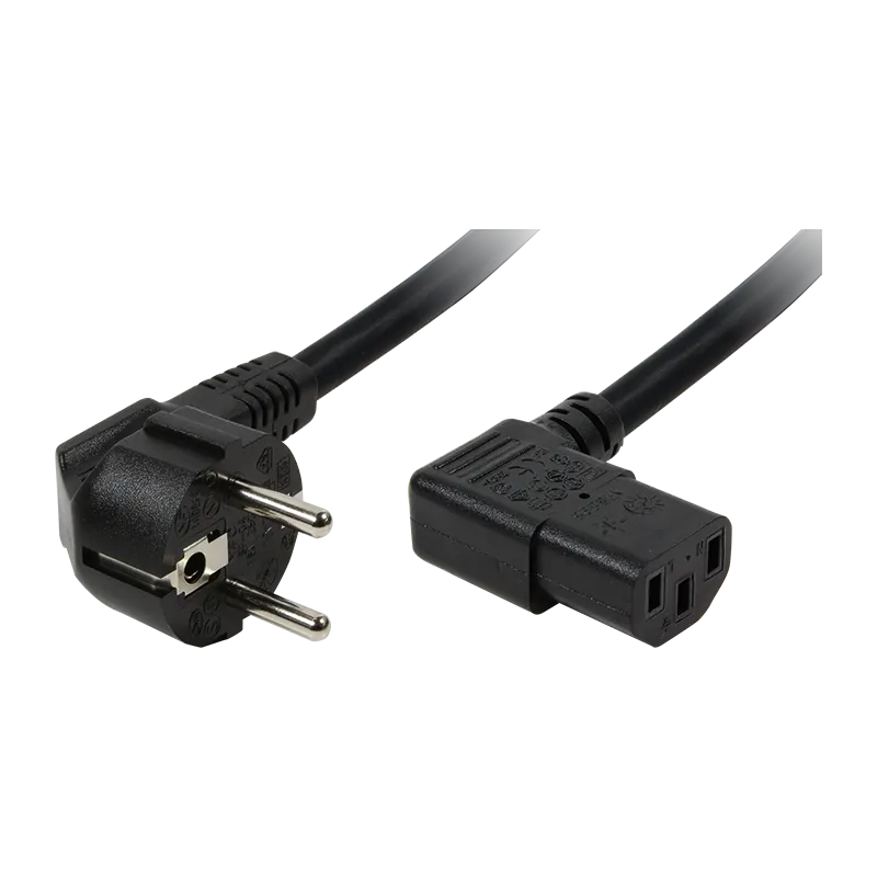 Netzkabel, CEE7/7 (90°) zu IEC C13 (90°), schwarz, 2 m