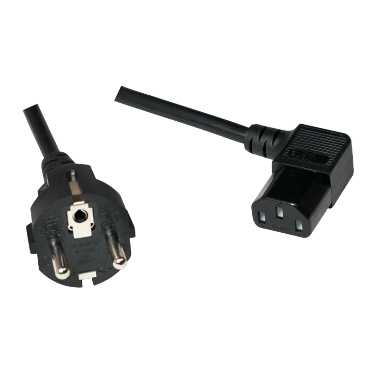 Netzkabel, CEE7/7 zu IEC C13 (90°), schwarz, 5 m
