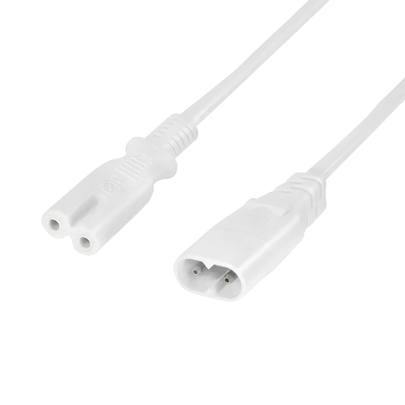 Netzkabelverlängerung, IEC C8 zu IEC C7, weiß, 2 m