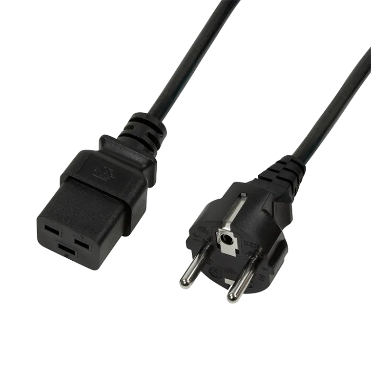 Netzkabel, CEE7/7 zu IEC C19, schwarz, 3 m