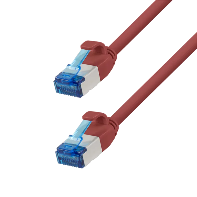 Cat.6A Patchkabel, SLIM S/FTP LSZH, rot, 0,15 m, SlimLine