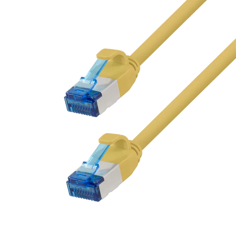 Cat.6A Patchkabel, SLIM S/FTP LSZH, gelb, 0,25 m, SlimLine