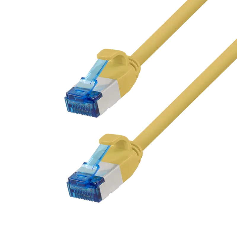 Cat.6A Patchkabel, SLIM S/FTP LSZH, gelb, 0,25 m, SlimLine