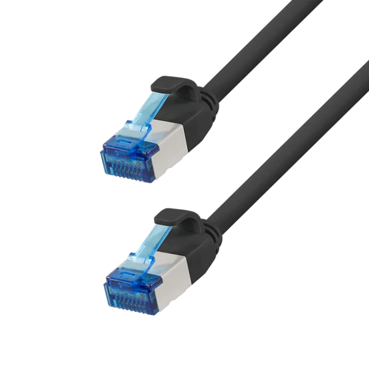 Cat.6A Patchkabel, SLIM S/FTP LSZH, schwarz, 0,50 m, SlimLine