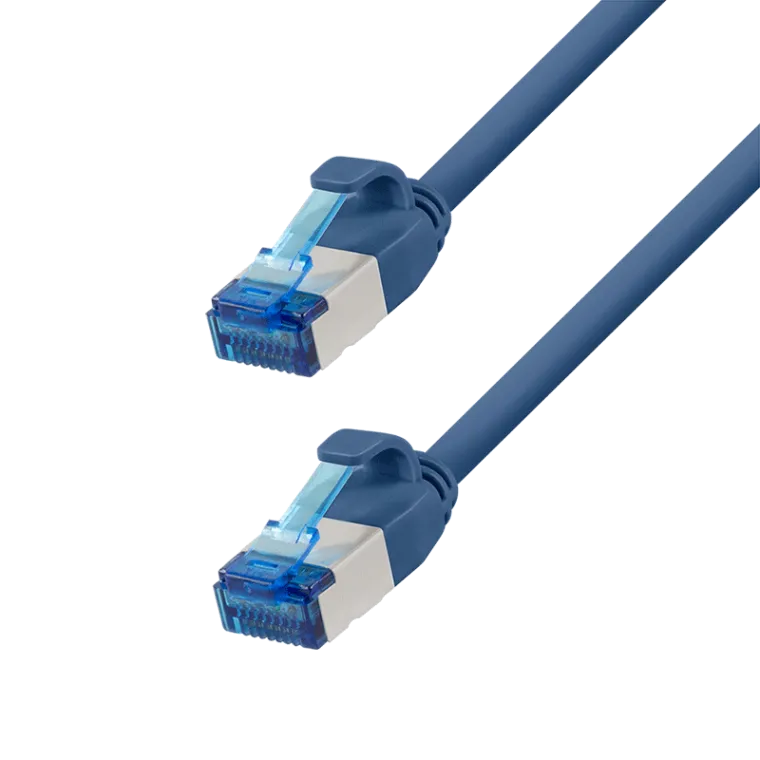 Cat.6A Patchkabel, SLIM S/FTP LSZH, blau, 20 m, SlimLine